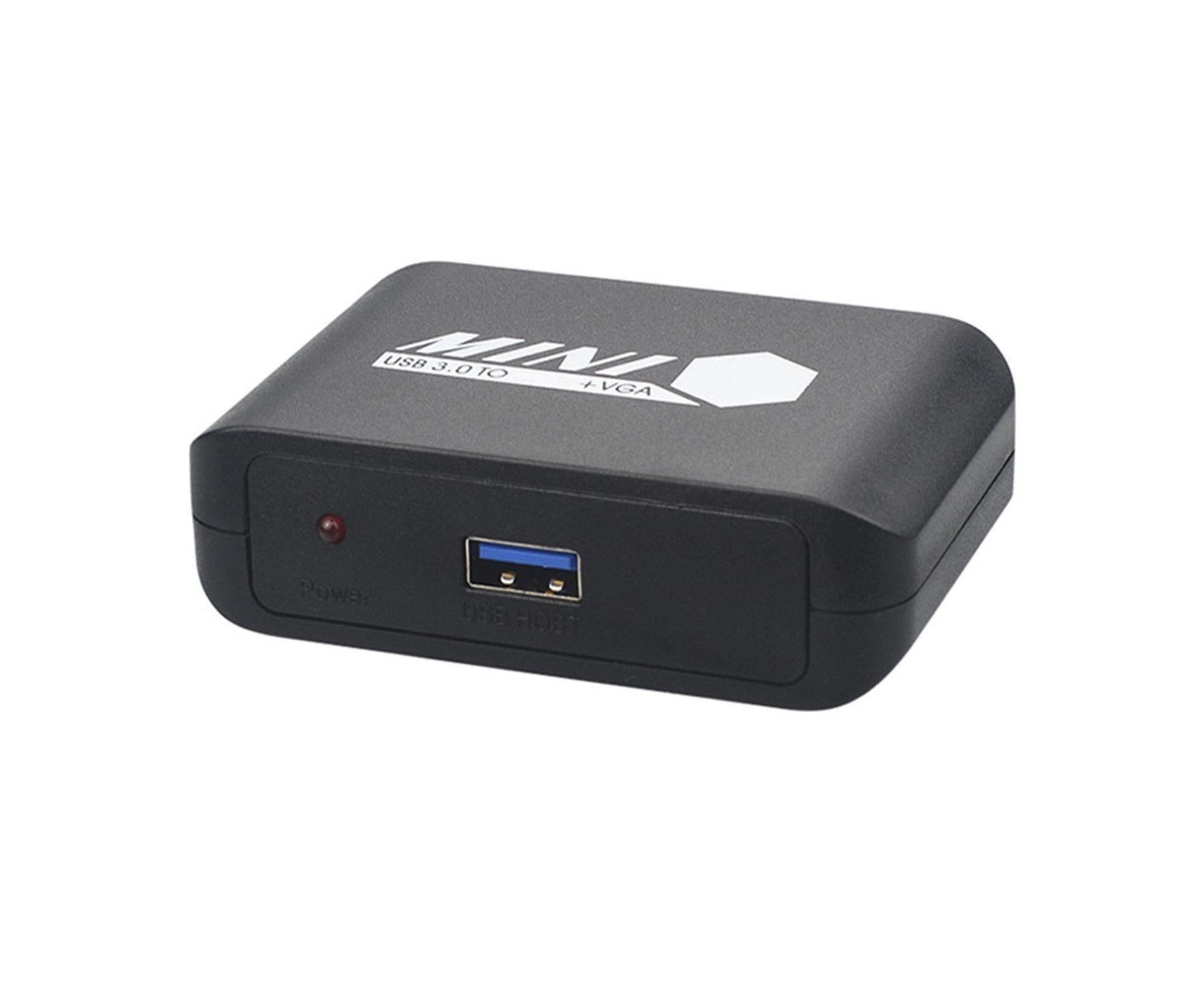 Compact 1080P USB3.0 to HDMI-compatible+VGA Adapter Video Converter for Laptop Computer Black