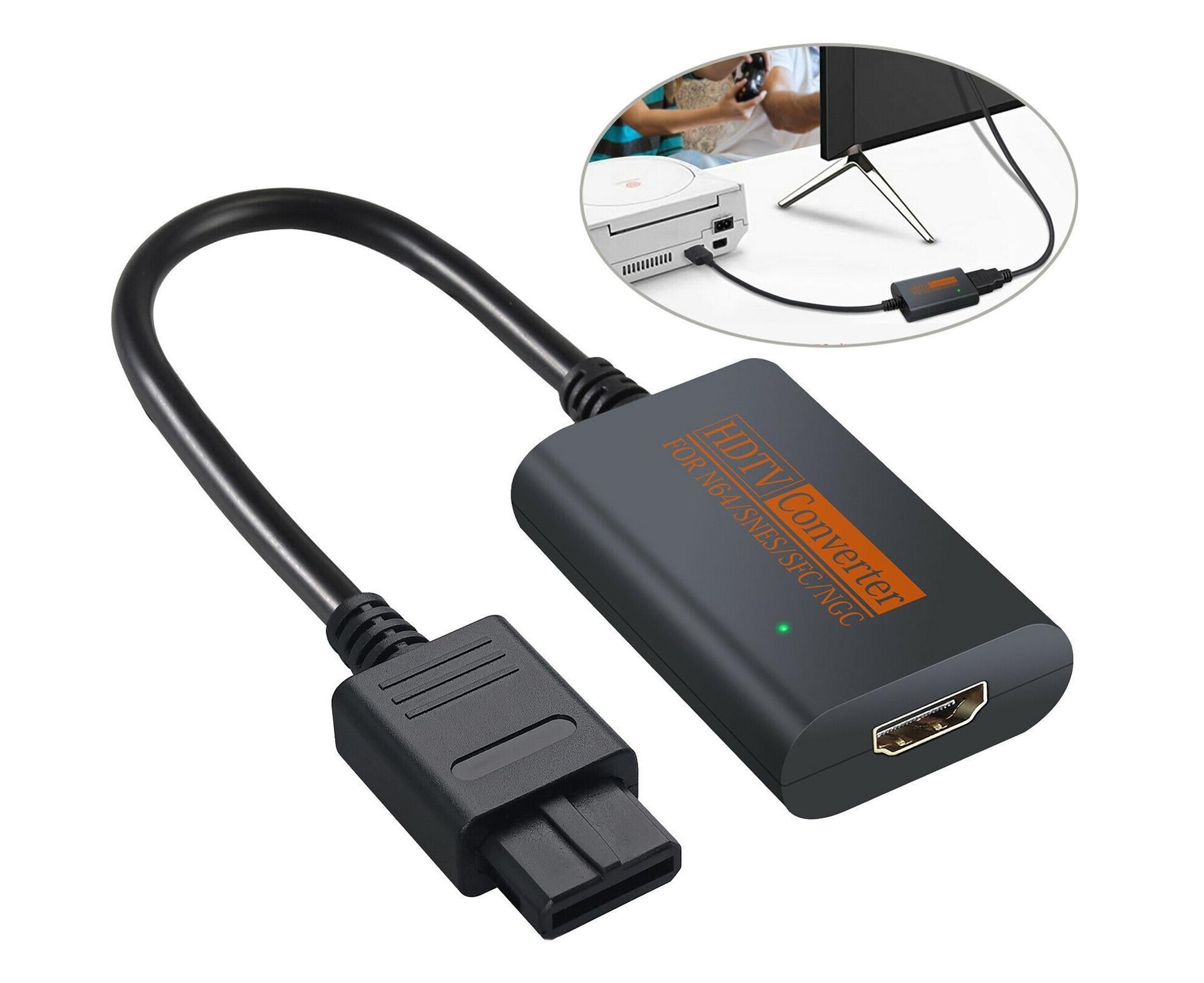Portable Converter Adapter Shared Equipment for N64/SNES/SFC/NGC to HDMI-compatible (720p) Black