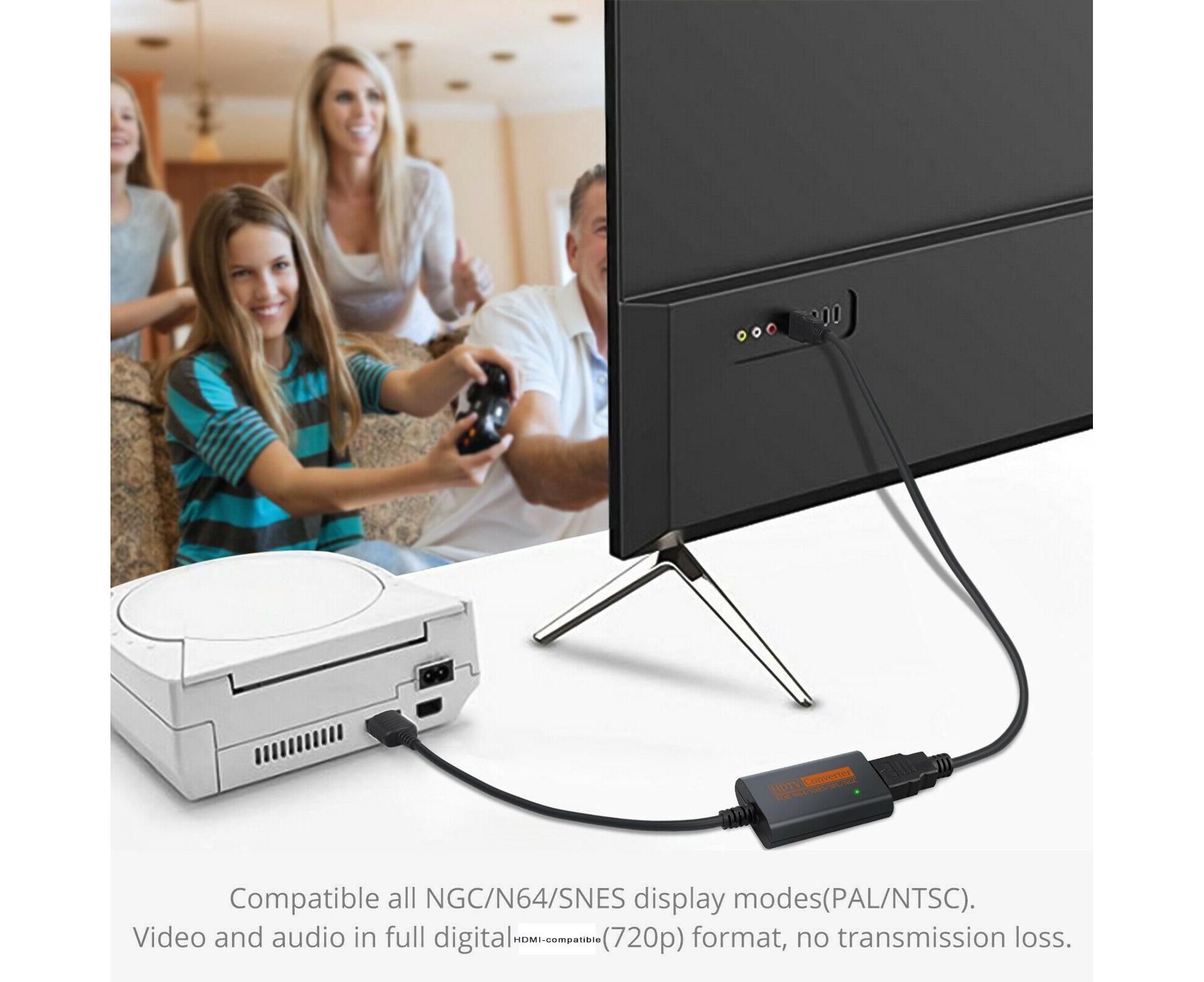 Portable Converter Adapter Shared Equipment for N64/SNES/SFC/NGC to HDMI-compatible (720p) Black