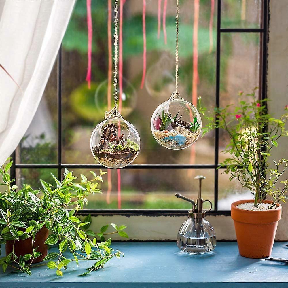 4pcs Hanging Glass Terrarium, Large Opening Vase, 10cm Plant Ball, Glass Ball for Home Planter, Wedding, Garden, DIY Design