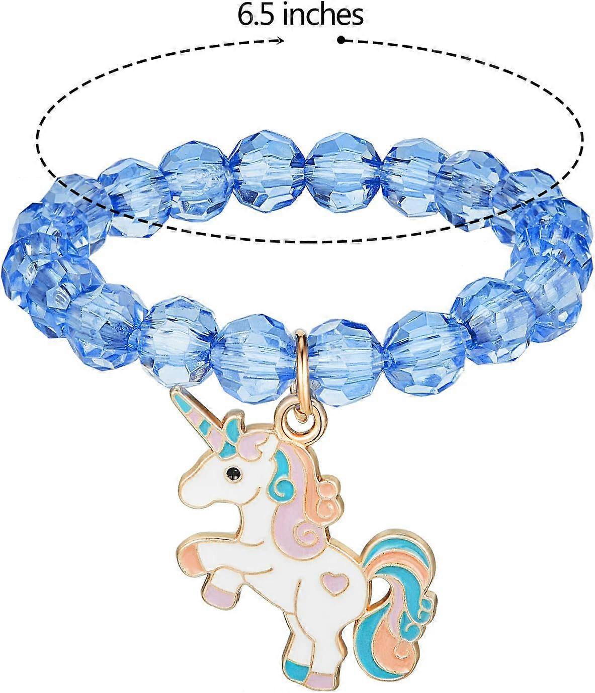 9 Pieces Colorful Unicorn Bracelet Set Rainbow Unicorn Beaded Bracelet Crystal Bracelet for Unicorn Birthday Supplies-Crystal style