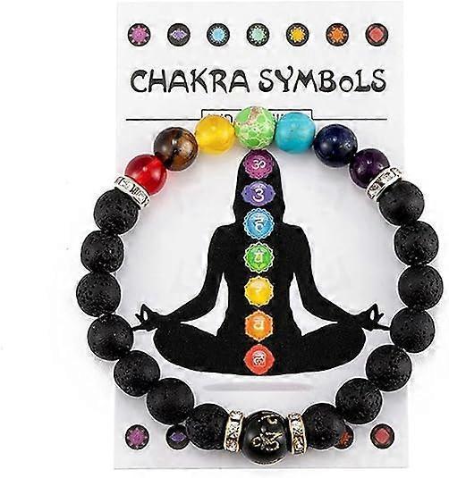 Bracelets for Women 8mm Chakra Natural Stone Bracelet Lava Rock 7 Chakras Crystals and Healing Stones Bracelets Stress Relief Yoga Anxiety Bead Bracel