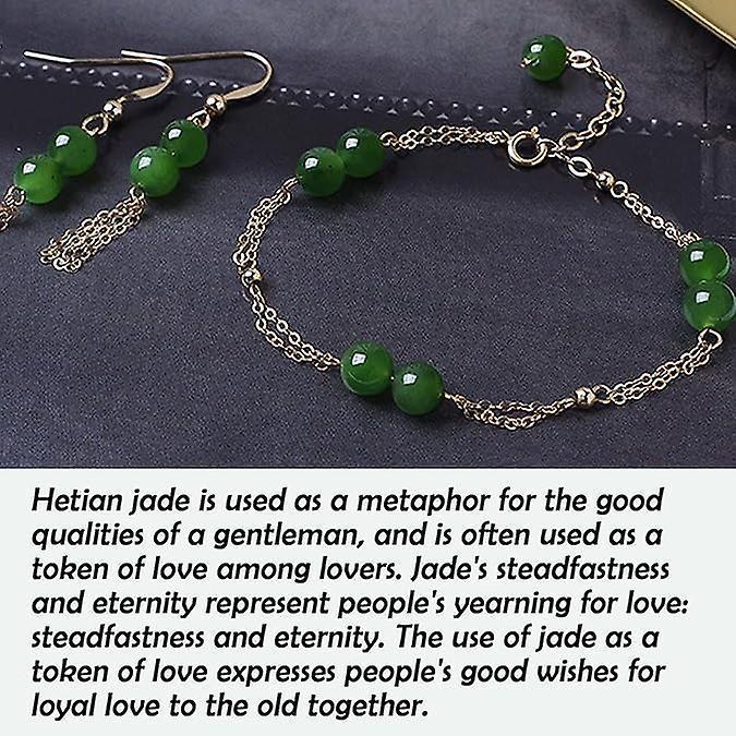 Feng Shui Hetian Jasper Bracelet Wealth Bracelet With 14k Gold Natural Authentic Green Gem Crystal Reiki Amulet Good Fortune Lucky Wealth Bracelet Men