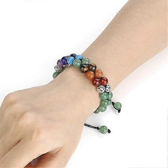 Top Plaza Bead Chakra Bracelet 7 Chakras Healing Crystals Bracelet Yoga Stone Beads Bracelets Meditation Relax Anxiety Bangle for Womens Mens