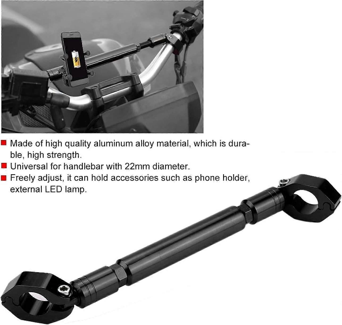 1Pcs Motorcycle Balance Bar Motorcycle Handlebar Big Car Modified Aluminum Alloy Motorcycle Balance Handlebar Cross Bar Motorcycle Accessories (Black)