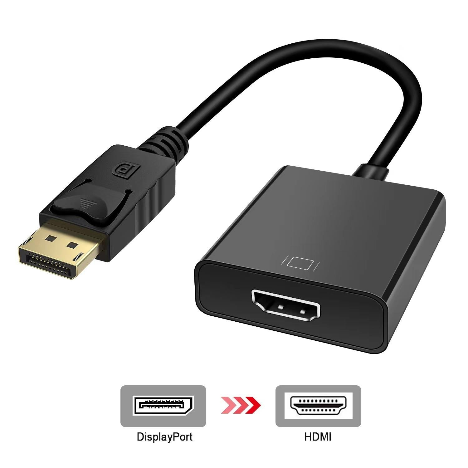 Heavy-Duty DisplayPort to HDMI Adapter - 4K DP to HDMI Converter with Durable Shell for PC, Monitor, TV, Projector (Black)