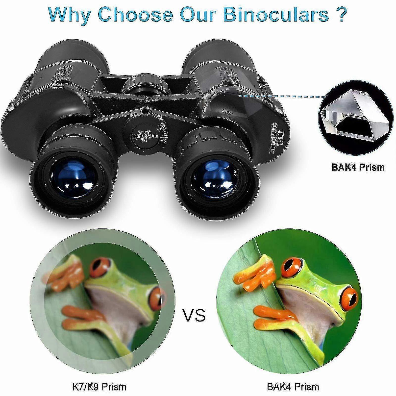20x50 HD Binoculars Compact BaK4 Prism High Power Outdoor Optics