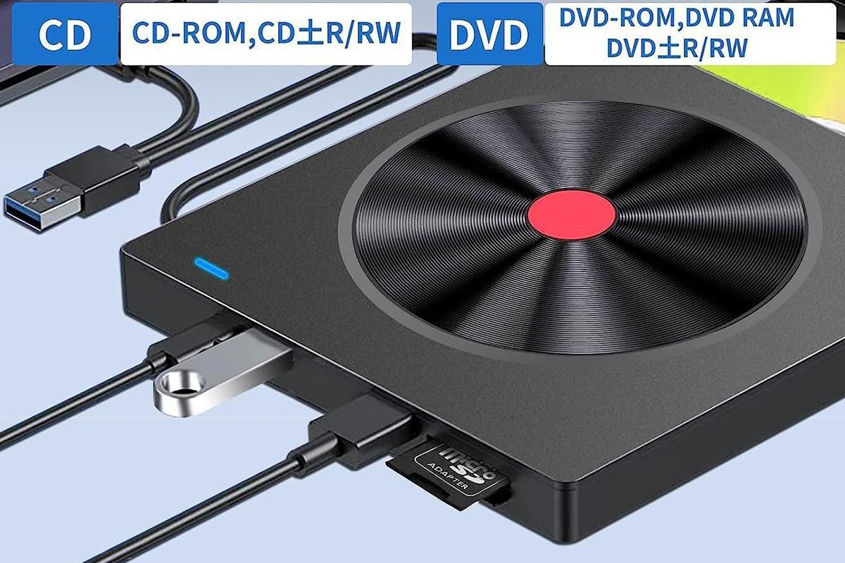 5 in 2 Computer External CD DVD Drive USB 3.0 Portable Optical Drive Burner for Windows Mac Linux