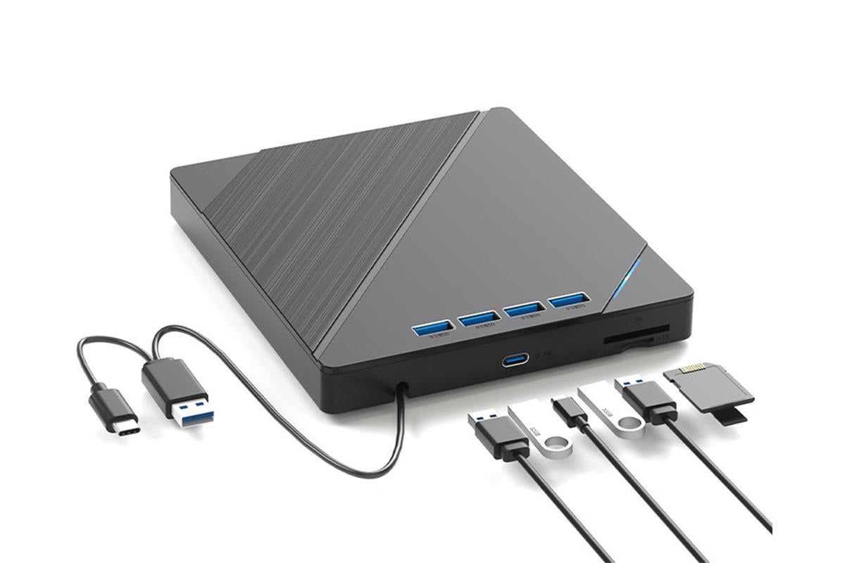 7 in 1 External CD DVD Drive USB 3.0 Burner Writer with Card Reader for Laptop