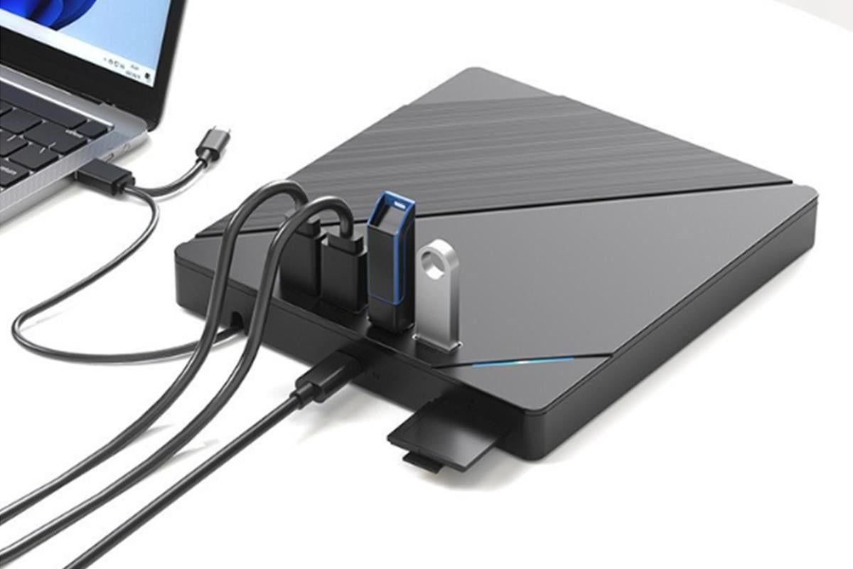 7 in 1 External CD DVD Drive USB 3.0 Burner Writer with Card Reader for Laptop
