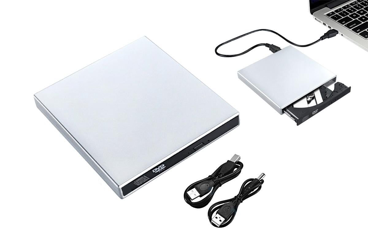 USB 2.0 Slim Protable External CD-RW Drive Writer Player for Laptop Notebook PC Desktop Computer -Silver