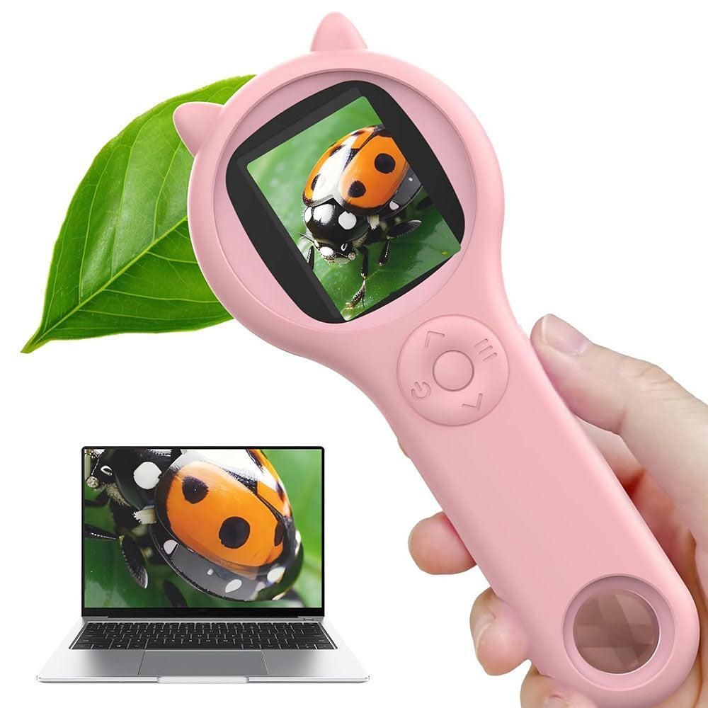 Digital Microscope Handheld 500X Magnifier with LED Light Science Toy for Age 4+