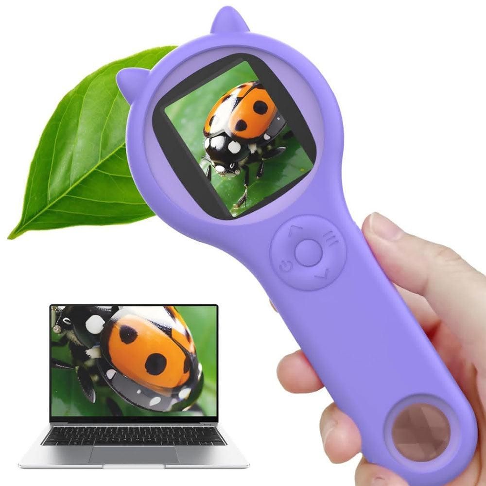 Mini Pocket Handheld Microscope Educational Science Tool for Christmas or Birthday - Purple