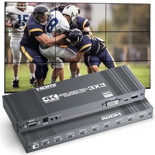 4K Video Wall Controller 3x3 Setup HDMI Processor 9 Outputs 17 Stitching Modes 1pc
