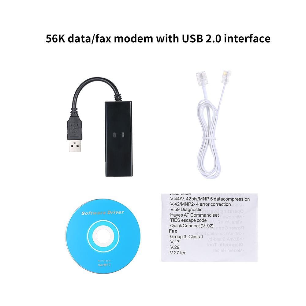 External USB 56K V.92 V.90 Dial Up Fax Modem for Win XP/VISTA7/8/10