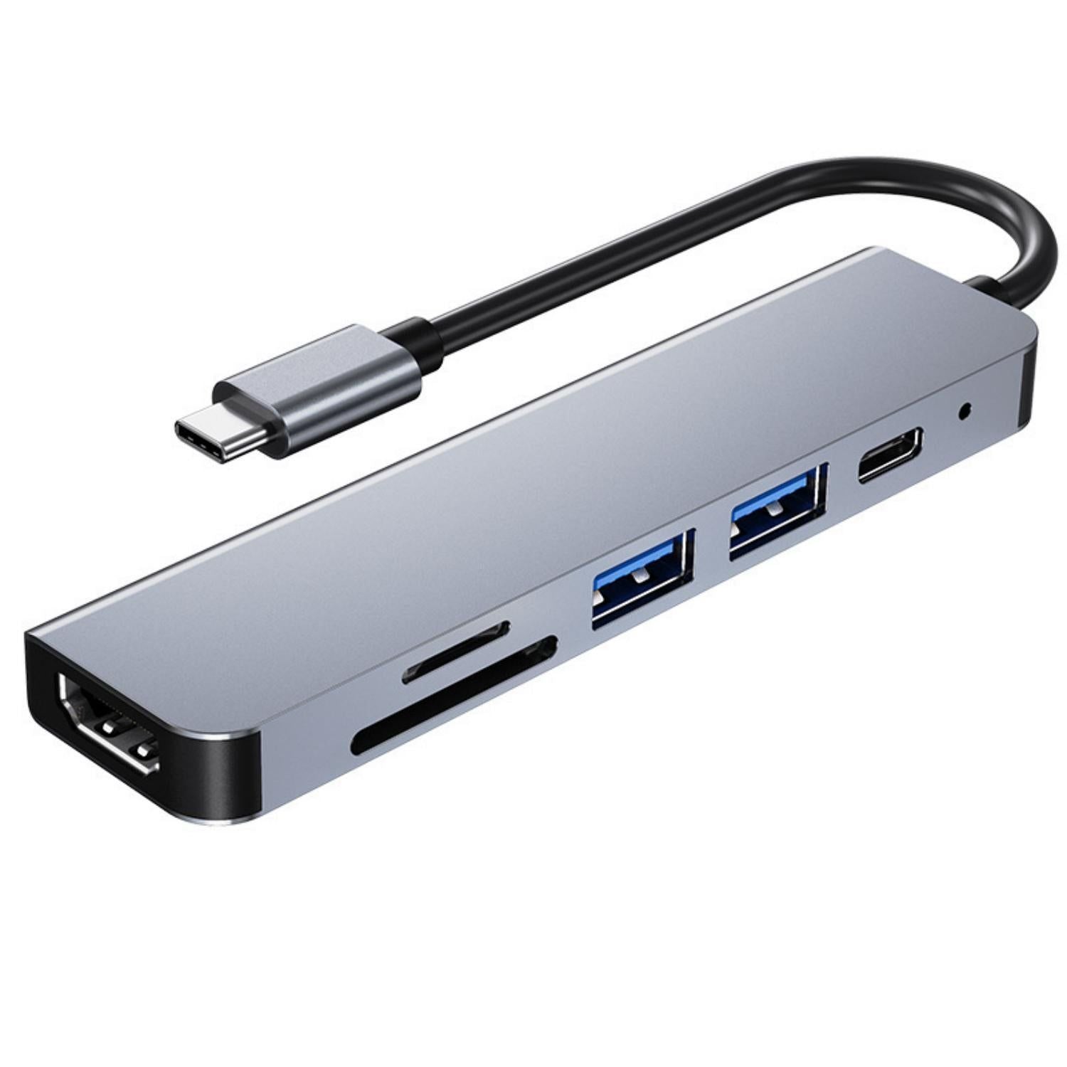 Type c hub 6 in 1 USB docking station HDMI 4K PD USB 3.0 port TF/SD card For MacBook Pro Air/Chromebook/Surface/HP/Dell XPS//Laptop/Galaxy