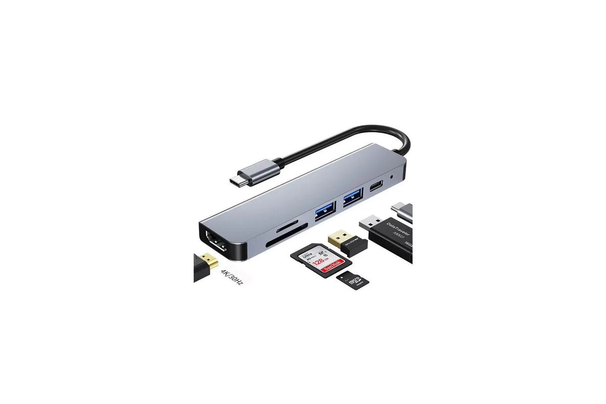 Type c hub 6 in 1 USB docking station HDMI 4K PD USB 3.0 port TF/SD card For MacBook Pro Air/Chromebook/Surface/HP/Dell XPS//Laptop/Galaxy