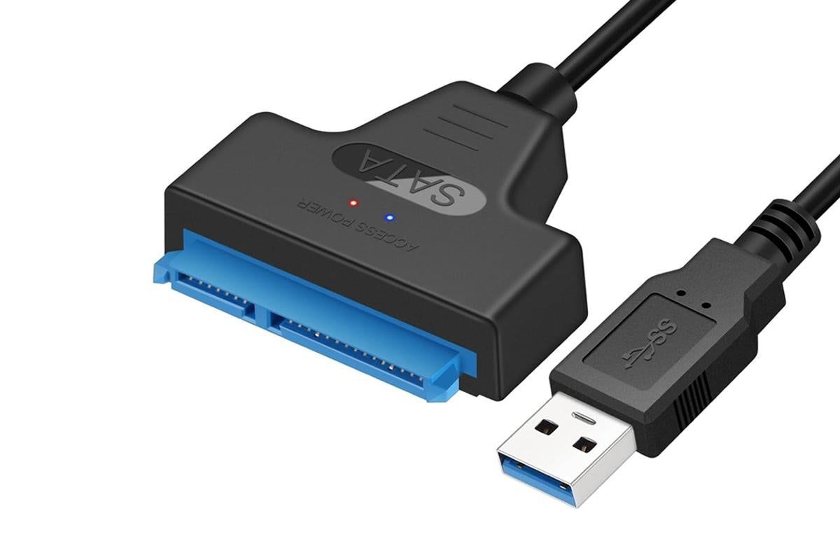 2Pcs USB 3.0 to SATA Hard Drive Adapter Cable External Hard Drive Converter Support for 2.5 inch Hard Drive HDD SSD Dual USB