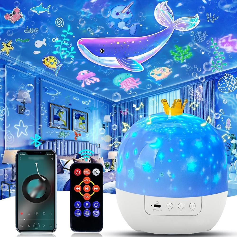 Crown Star Projector with 21 Films Bluetooth Speaker and Remote Control For Gift
