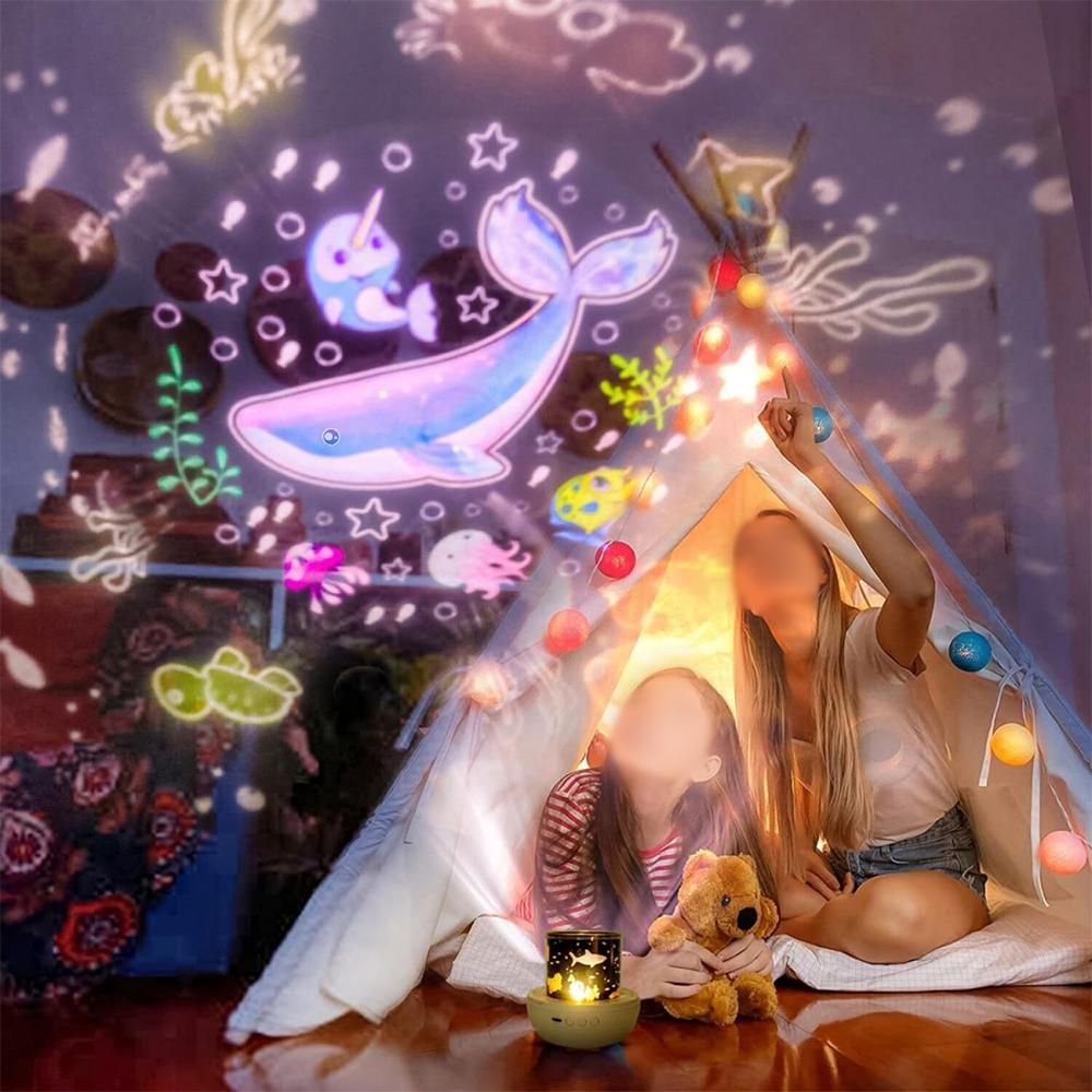 Crown Star Projector with 21 Films Bluetooth Speaker and Remote Control For Gift