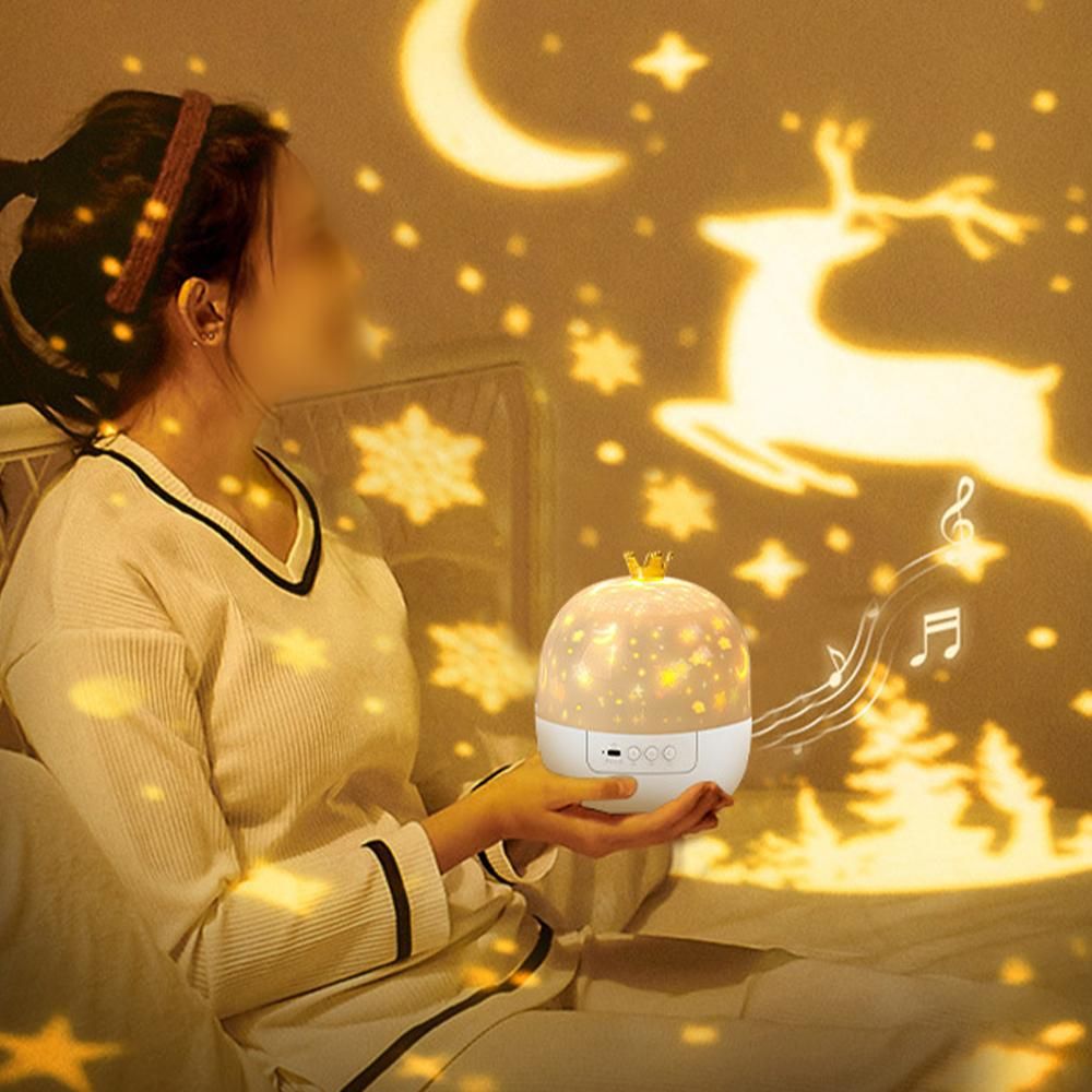 Crown Star Projector with 21 Films Bluetooth Speaker and Remote Control For Gift