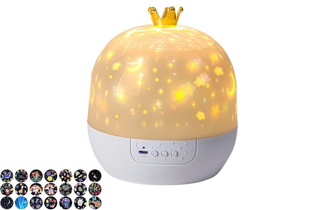 Crown Star Projector with 21 Films Bluetooth Speaker and Remote Control For Gift