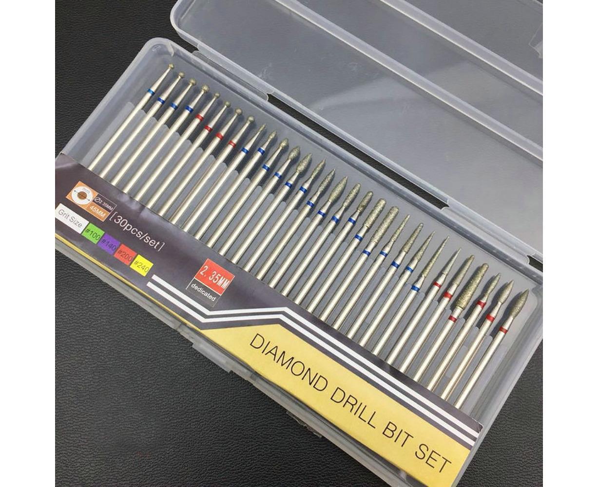 30Pcs Tungsten Steel Nail Drill Bits Manicure Pedicure Gel Polish Removal Tool-A