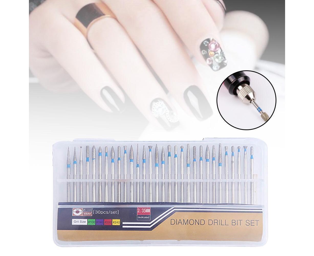 30Pcs Tungsten Steel Nail Drill Bits Manicure Pedicure Gel Polish Removal Tool-C