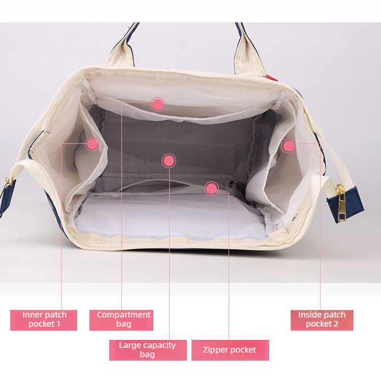 Large Capacity Dry/Wet Separate Nylon Backpack, Multifunctional Portable, Multi-Pocket Baby Diaper Bag Handbag - Pink