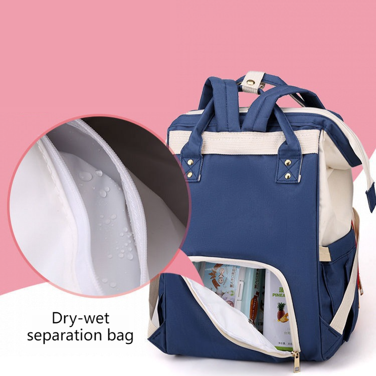 Large Capacity Dry/Wet Separate Nylon Backpack, Multifunctional Portable, Multi-Pocket Baby Diaper Bag Handbag - Pink