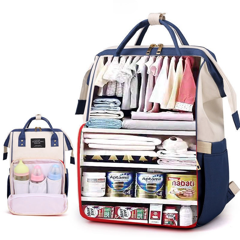 Large Capacity Dry/Wet Separate Nylon Backpack, Multifunctional Portable, Multi-Pocket Baby Diaper Bag Handbag - Light Purple