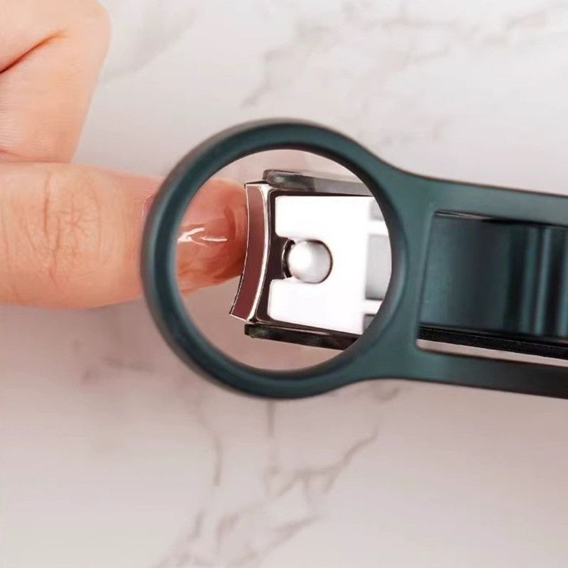 Magnifying Glass Nail Clippers for Seniors, Anti-Splash, Effortless Nail Cutter for Thick, Hard Nails—Black