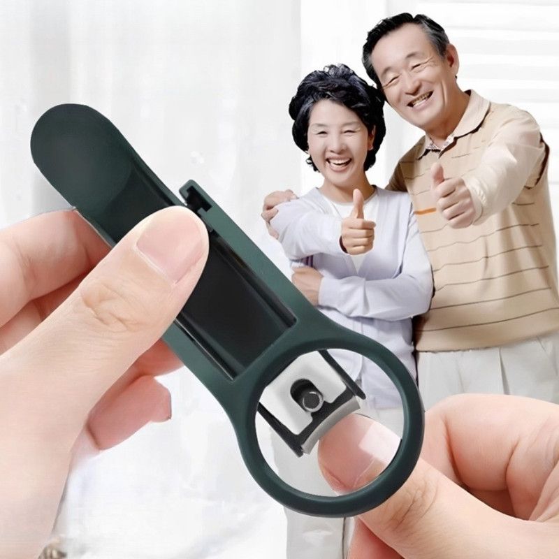 Magnifying Glass Nail Clippers for Seniors, Anti-Splash, Effortless Nail Cutter for Thick, Hard Nails—Green