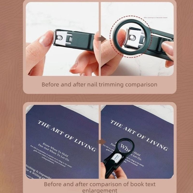 Magnifying Glass Nail Clippers for Seniors, Anti-Splash, Effortless Nail Cutter for Thick, Hard Nails—Green