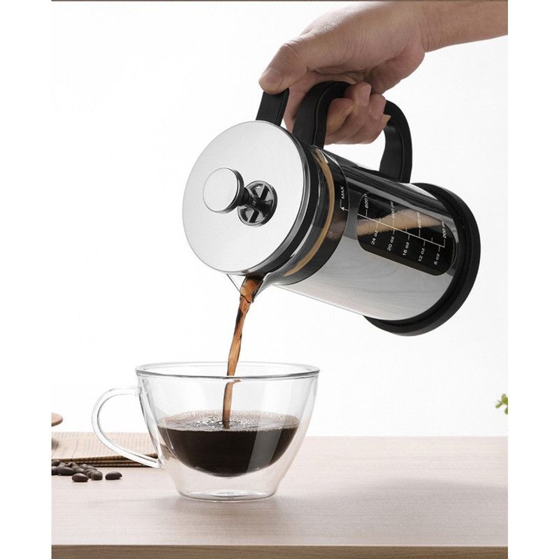 1000ml Press Sealed Lid French Press, Borosilicate Glass Coffee Maker, Manual Tea Brewer