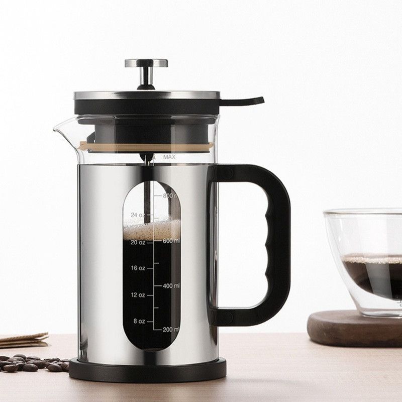 1000ml Press Sealed Lid French Press, Borosilicate Glass Coffee Maker, Manual Tea Brewer