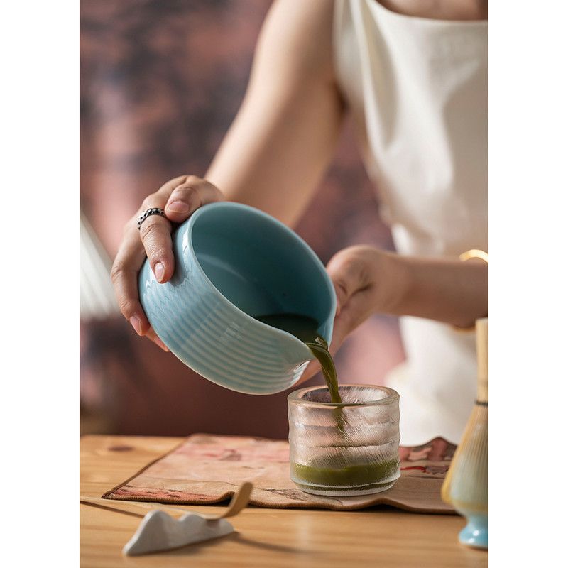 Diancha Tea Whisk Set, Bamboo Tea Tools with Ceramic Tea Bowl, Complete Powder Tea Making Kit, Gift Set for Tea Lovers-Pink
