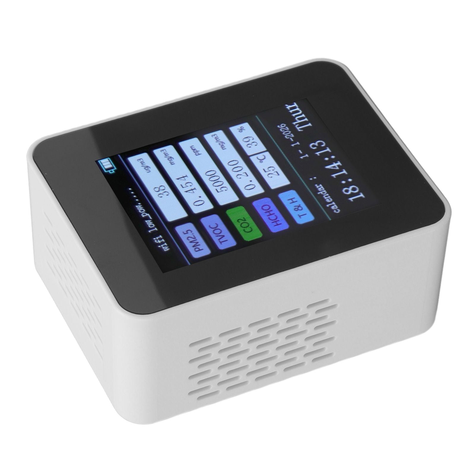 Indoor Air Quality Monitor for TUYA WiFi Smart PM2.5 Formaldehyde Testing 7 in 1 Calendar Time Function Air Quality Detector White WIFI Version VOC