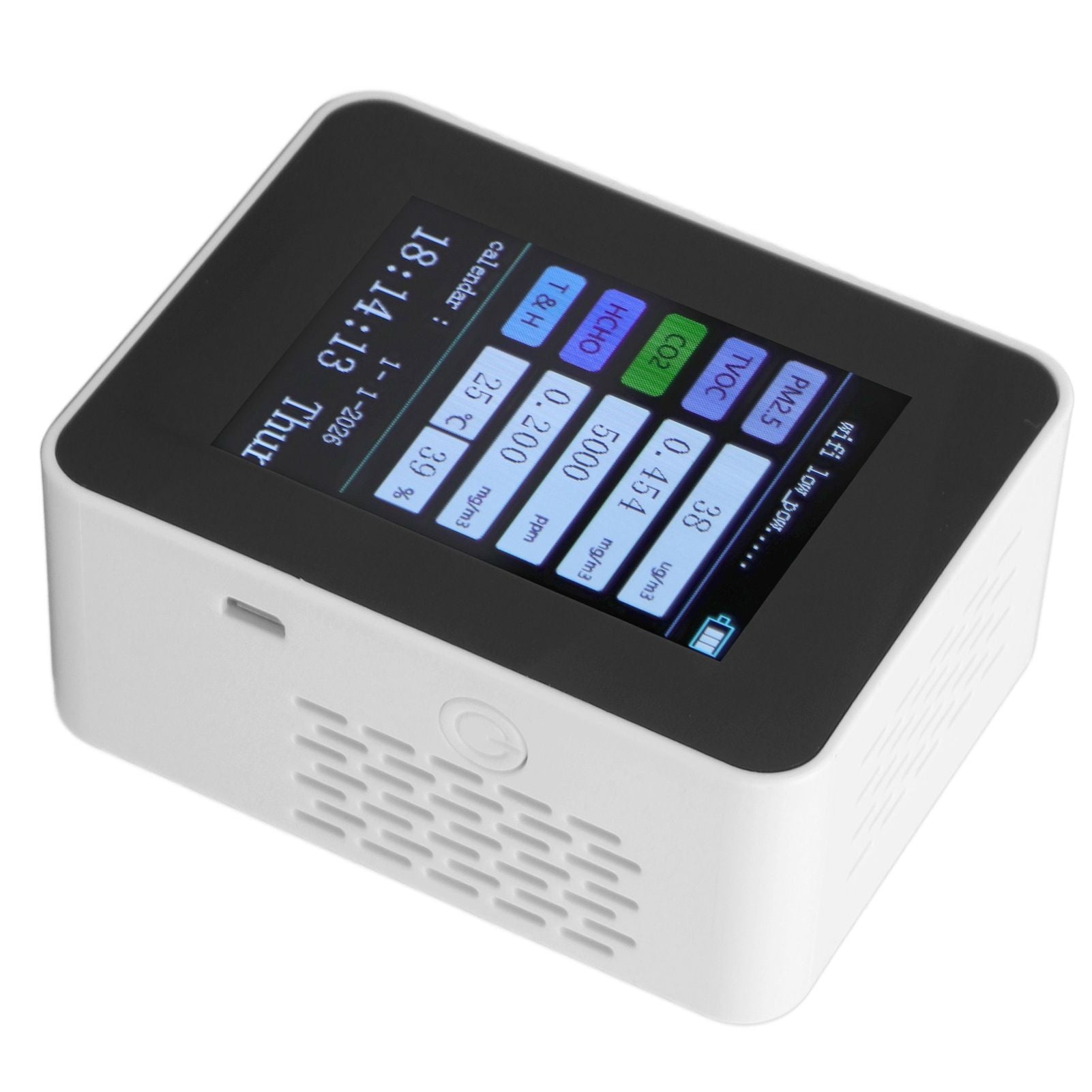 Indoor Air Quality Monitor for TUYA WiFi Smart PM2.5 Formaldehyde Testing 7 in 1 Calendar Time Function Air Quality Detector White WIFI Version VOC