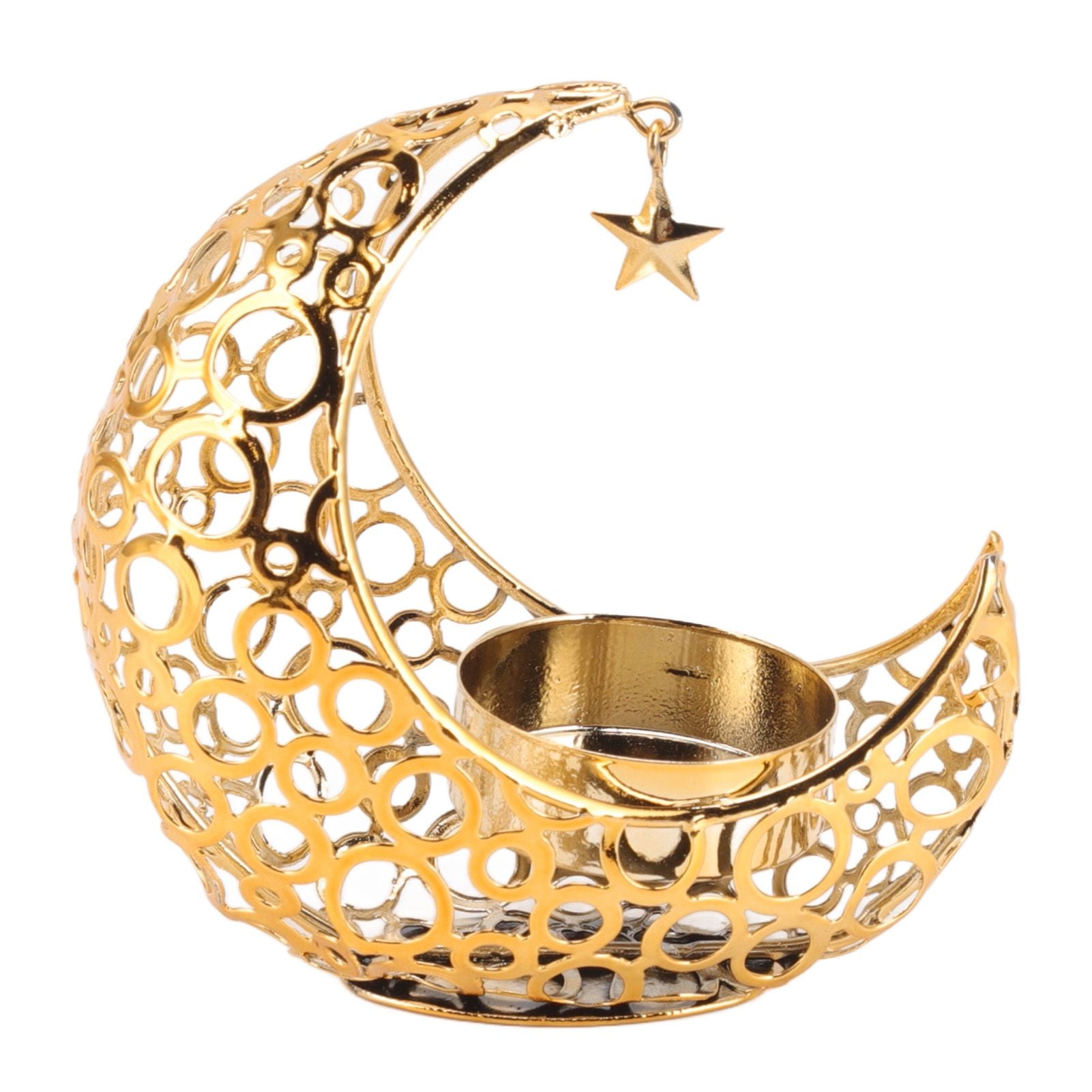 Romantic Moon Candlestick Iron Hollowed Candle Holder for Weddings Christmas Decoration Dining Coffee Table Gold