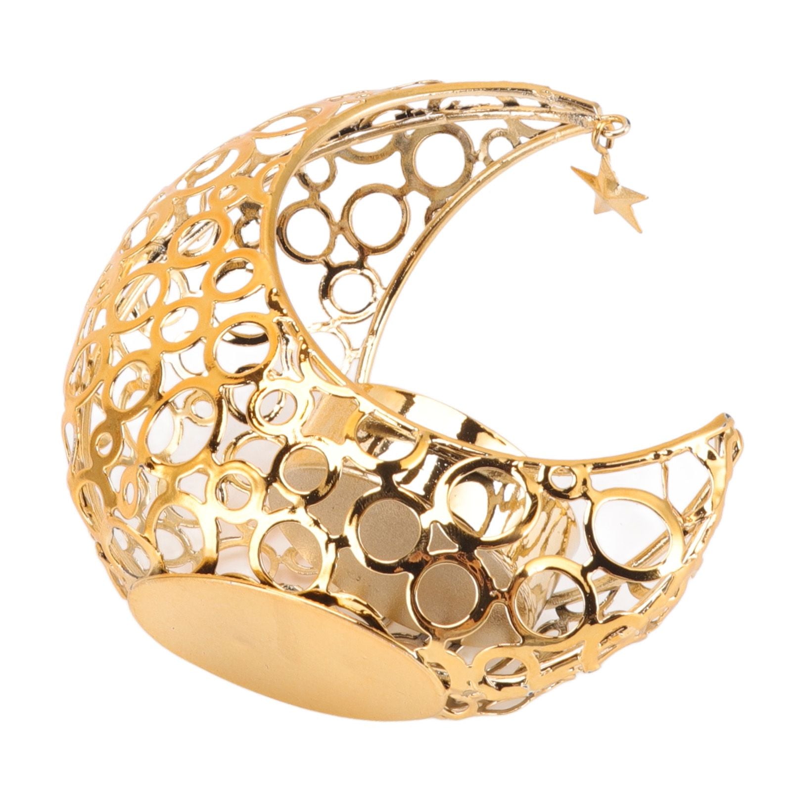 Romantic Moon Candlestick Iron Hollowed Candle Holder for Weddings Christmas Decoration Dining Coffee Table Gold