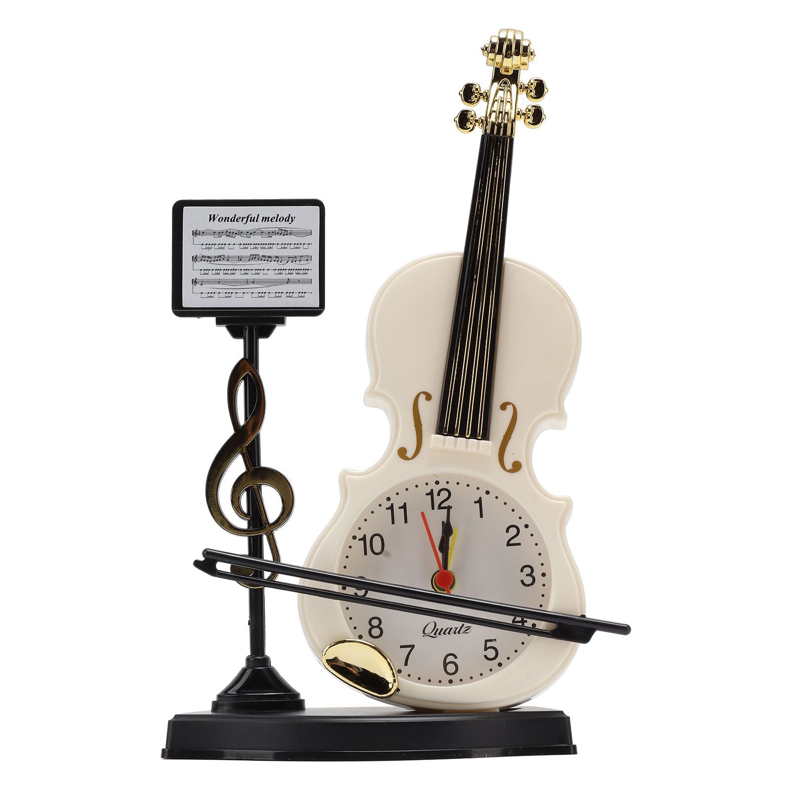 Violin Alarm Clock Unique Appearance Innovative Alarm Clock for Home Living Room Desktop Decoration Gifts 2165B(height 21CM)