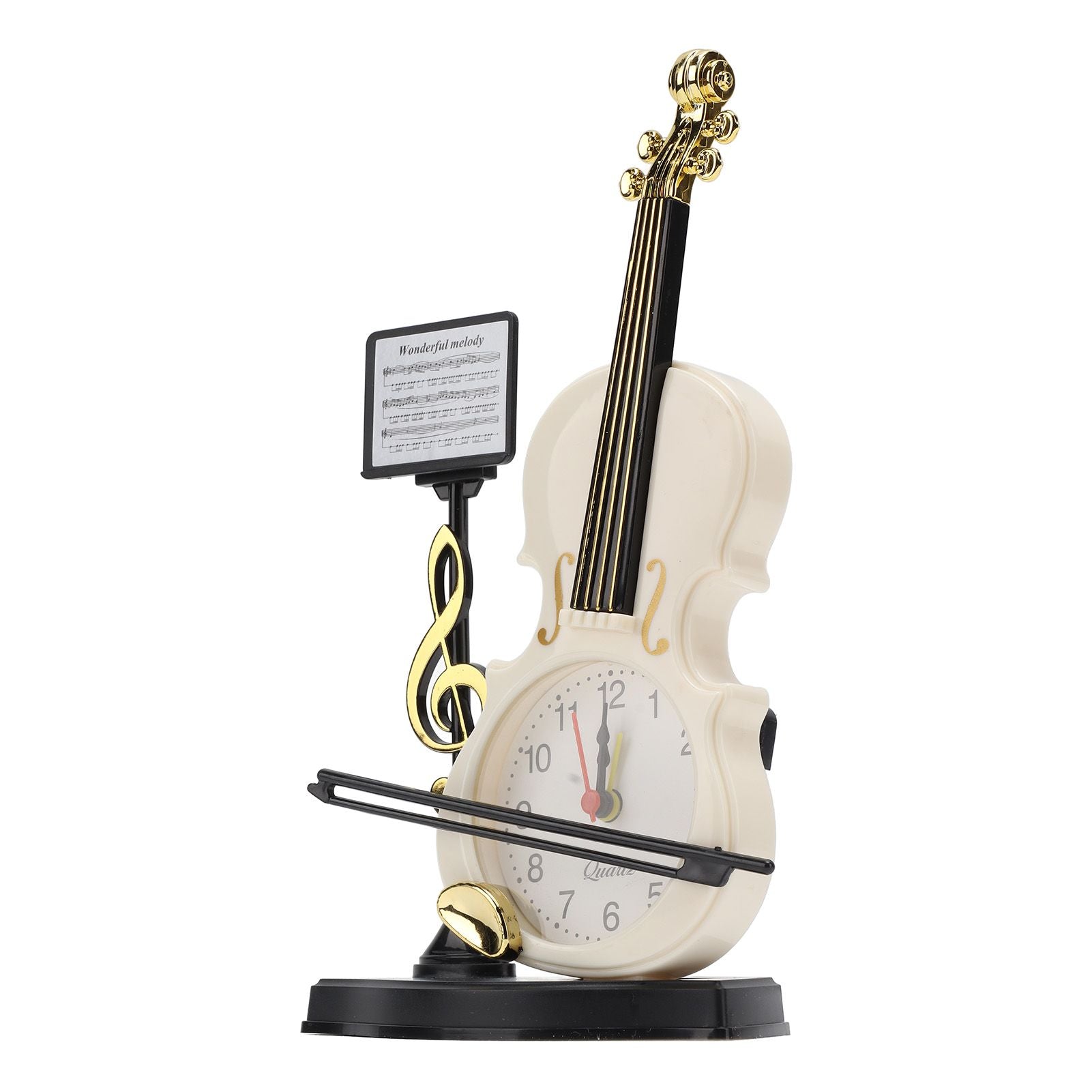 Violin Alarm Clock Unique Appearance Innovative Alarm Clock for Home Living Room Desktop Decoration Gifts 2165B(height 21CM)