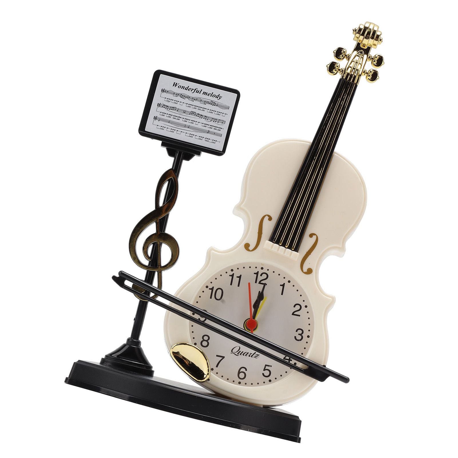 Violin Alarm Clock Unique Appearance Innovative Alarm Clock for Home Living Room Desktop Decoration Gifts 2165B(height 21CM)