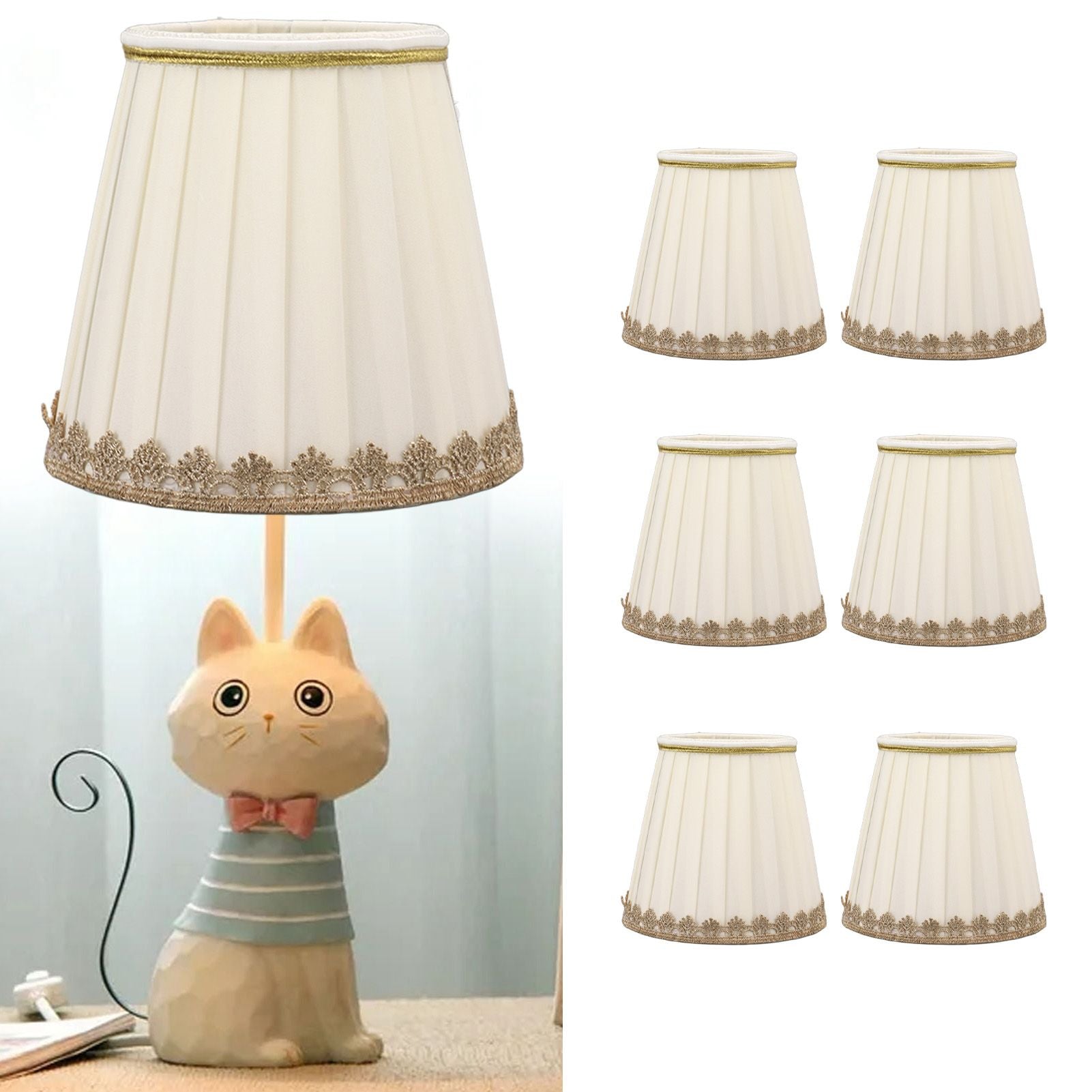 6PCS Candle Lamp Lampshade Clip On Fabrics Lampshades Set for Table Lamp Wall Lamp