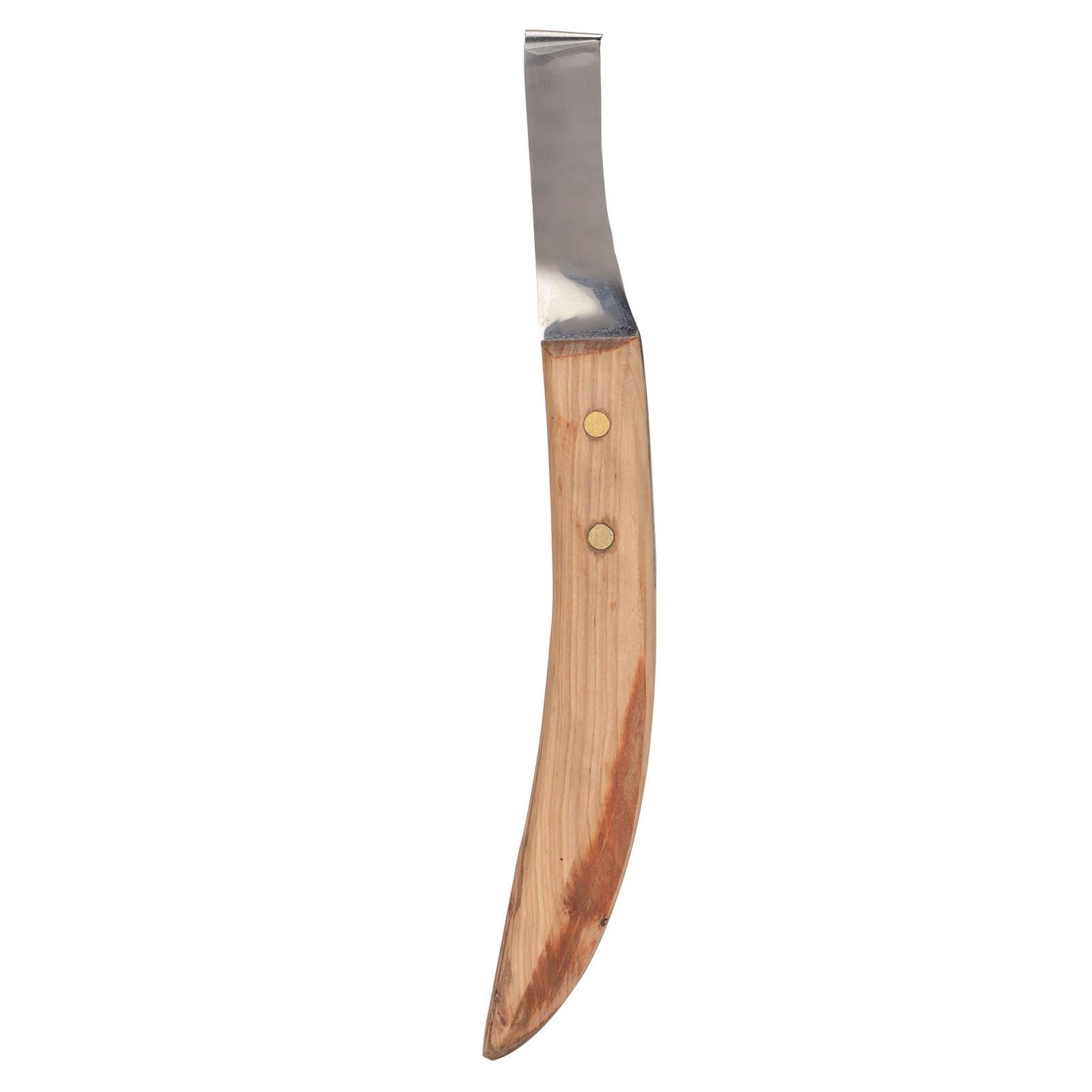 Left Hand Hoof Knife with Wooden Handle Steel Curved Livestock Cattle Hoof Trimming Tool