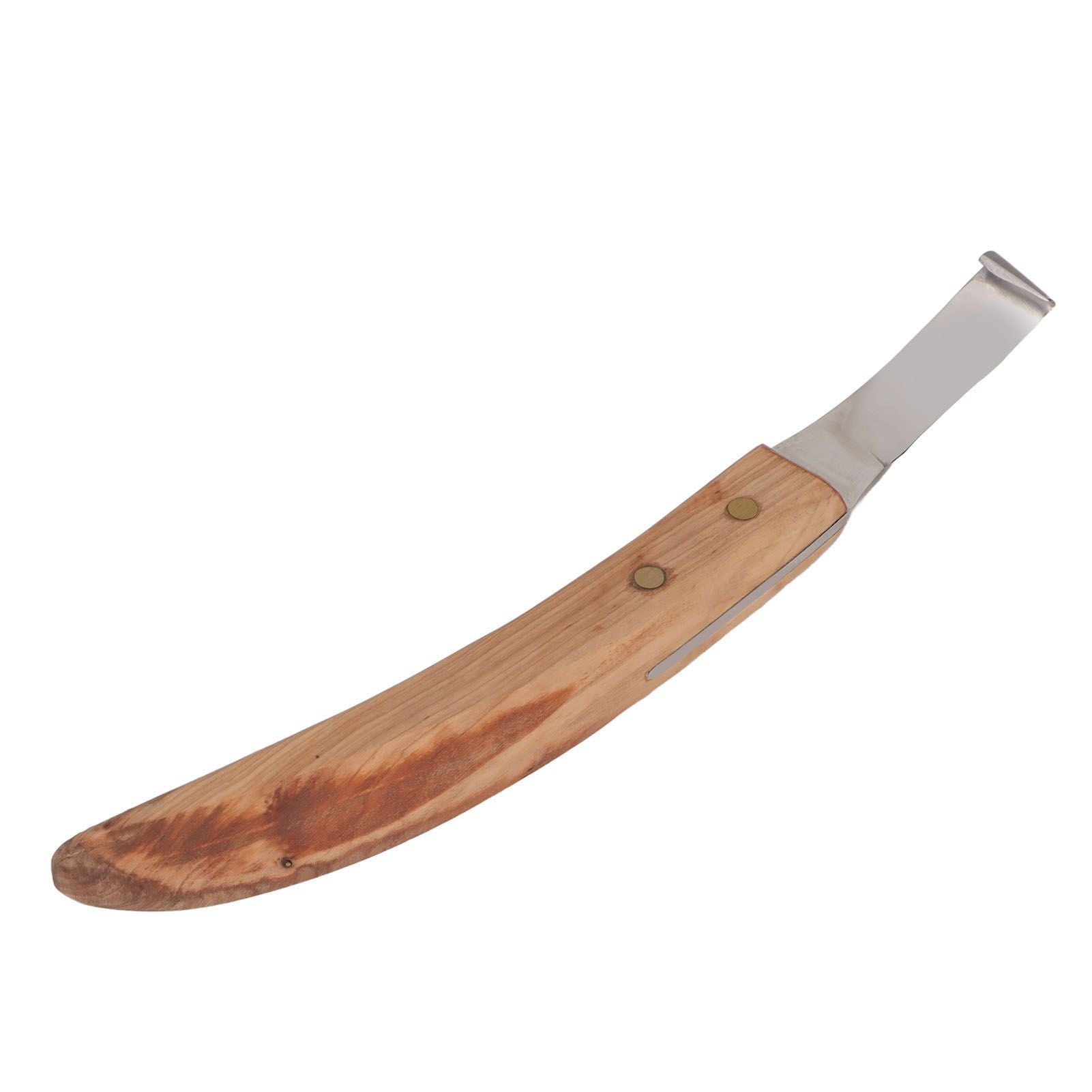 Left Hand Hoof Knife with Wooden Handle Steel Curved Livestock Cattle Hoof Trimming Tool
