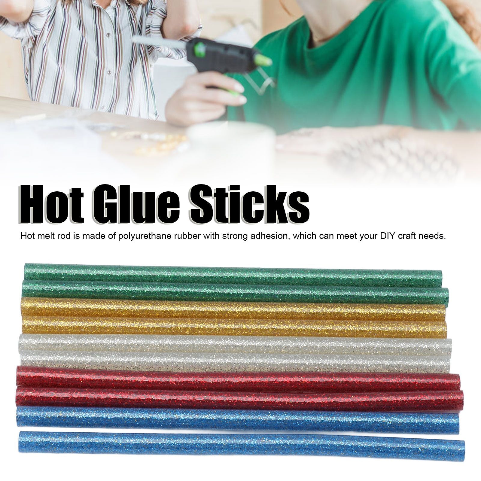 50pcs Full Colour Hot Glue Stick Easy Operation Fast Adhesion Clear Hot Glue Stick 7x140mm