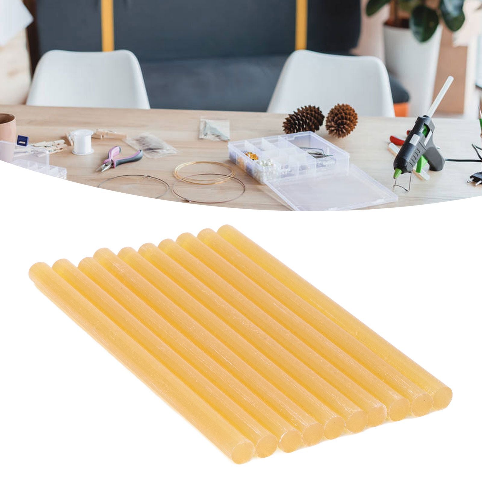 10Pcs Hot Melt Glue Stick 11x200mm Strong Adhesion High Strength Glue Adhesive Sticks for Glue Guns Above 60WYellow