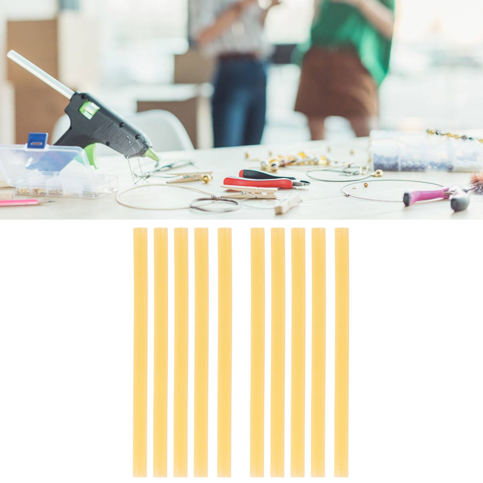 10Pcs Hot Melt Glue Stick 11x200mm Strong Adhesion High Strength Glue Adhesive Sticks for Glue Guns Above 60WYellow